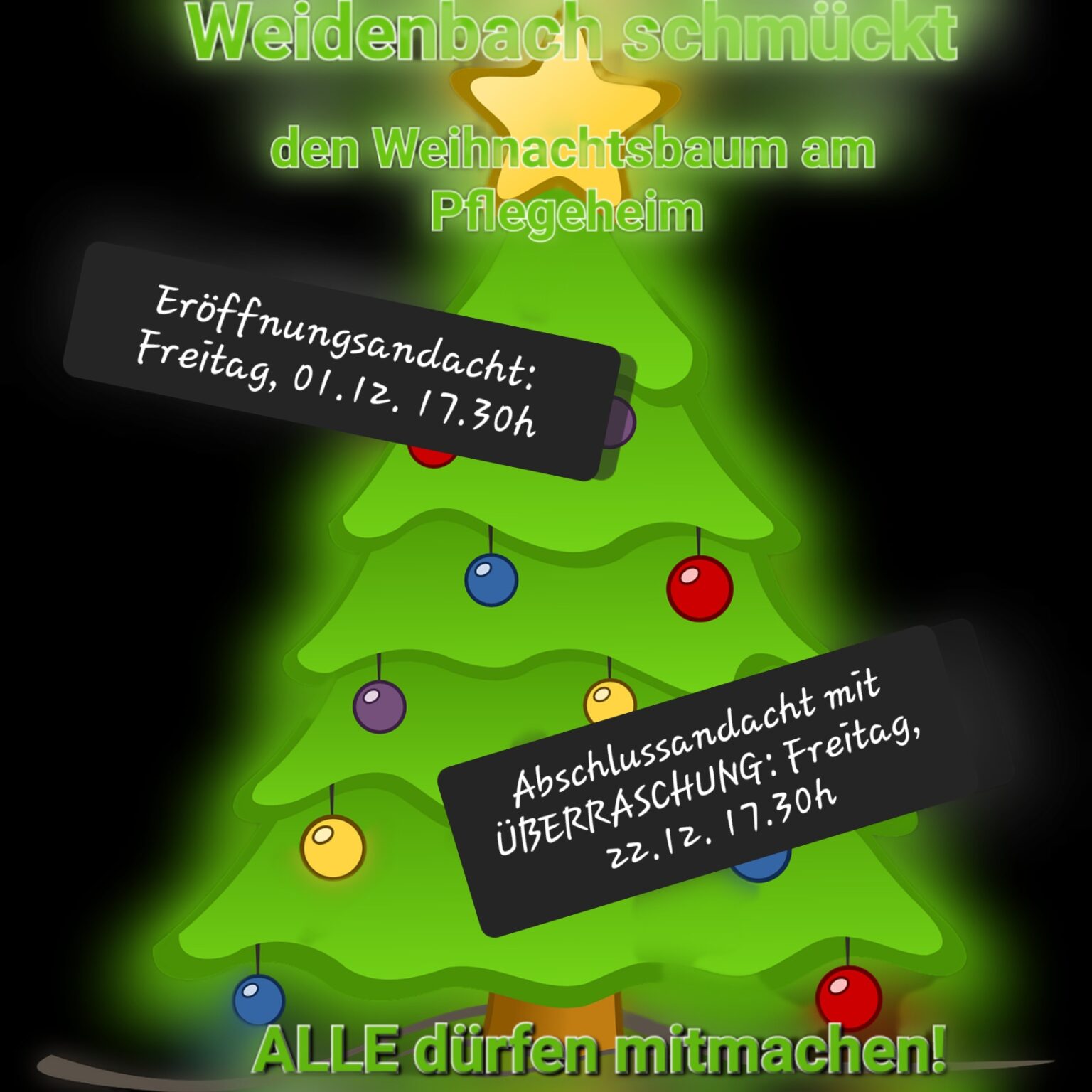 WeihnachtsbaumSchmückAktion Evang.Luth. Kirchengemeinde Weidenbach